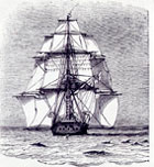 Drawing of HMS Beagle from 'A Naturalist's Voyage Round the World' 1912 by Charles Darwin